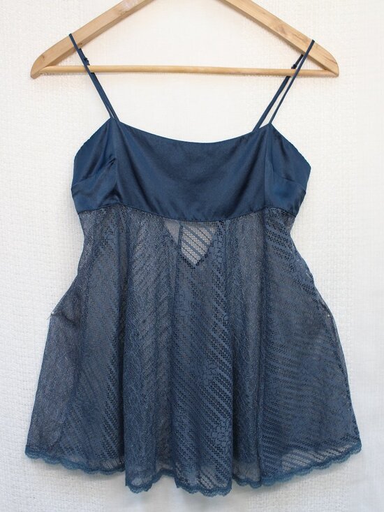 Victoria's Secret Other - Victoria’s Secret Coquette Y2K Lace Mesh Babydoll 100% Silk Slip Dress Size XS